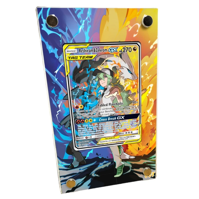 Pokemon PTCG Reshiram & Zekrom-GX Extended Painting Acrylic Card Bricks  Display Stand Anime Classics Game Collection Toy Gift - AliExpress