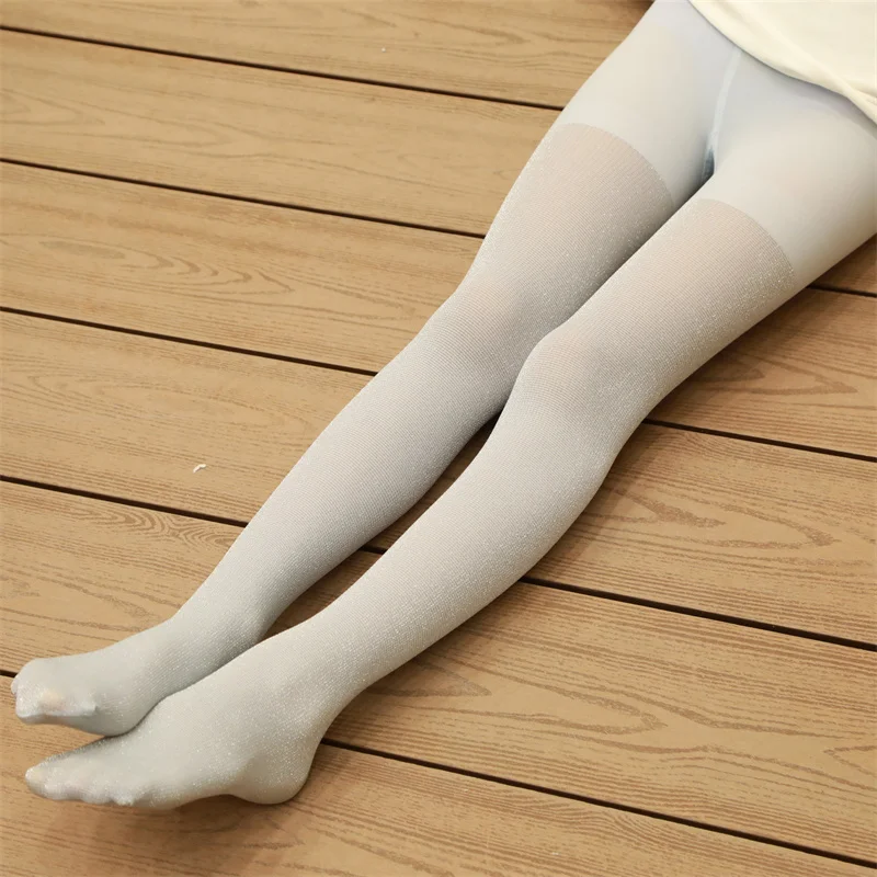 Spring Summer Fashion Kid Girls Glitter Metallic Opaque Cozy Velvet Tights Shimmerinig Silver Sparkly Tights Children Pantyhose kids pantyhose toddler tights