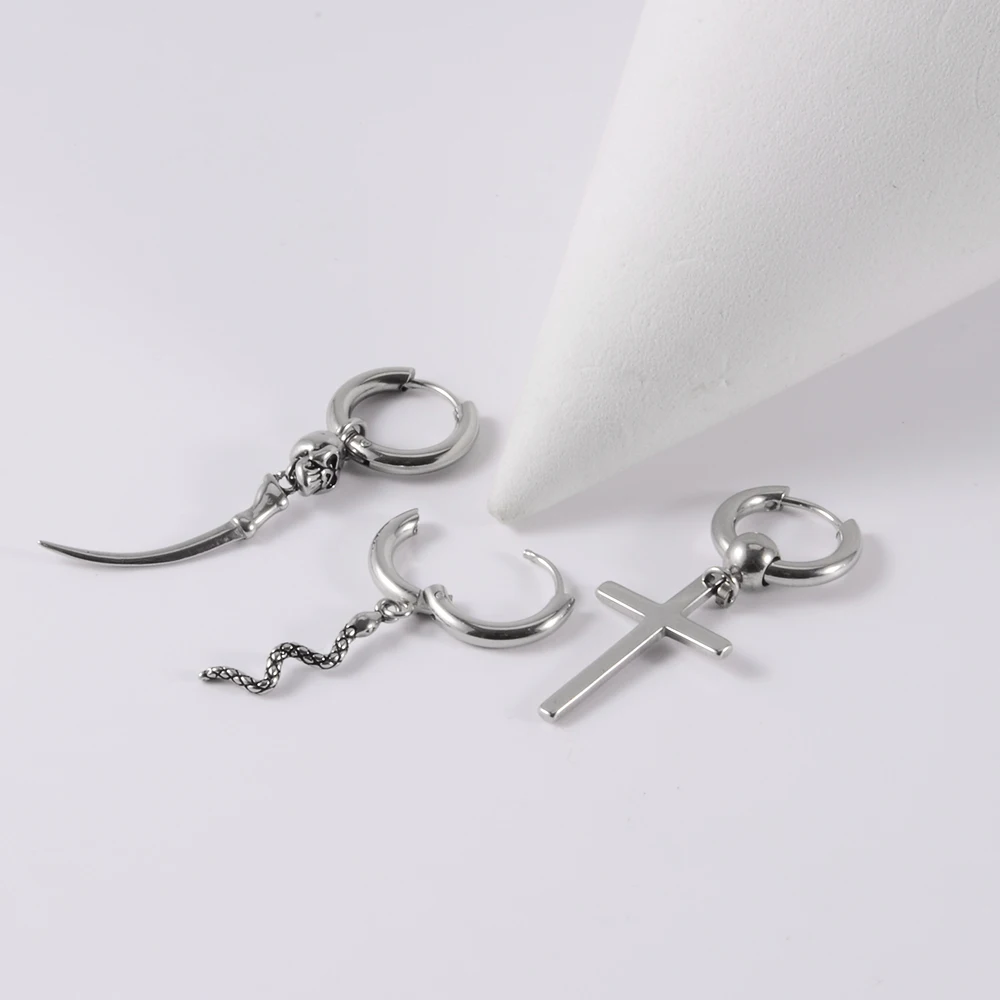 JewelryWe 3 paia di orecchini a cerchio incernierati con