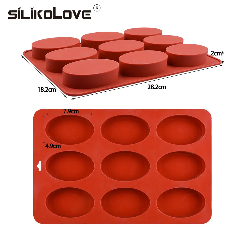 SILIKOLOVE 9 Cavity Oval Soap Mold Silicone Soap Molds For DIY Making silicone mold soap molds