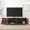 Walker Edison Uptown Modern 2 Drawer Low Profile Stand for TVs up to 80 Inches, 70 Inch, Dark Walnut 2