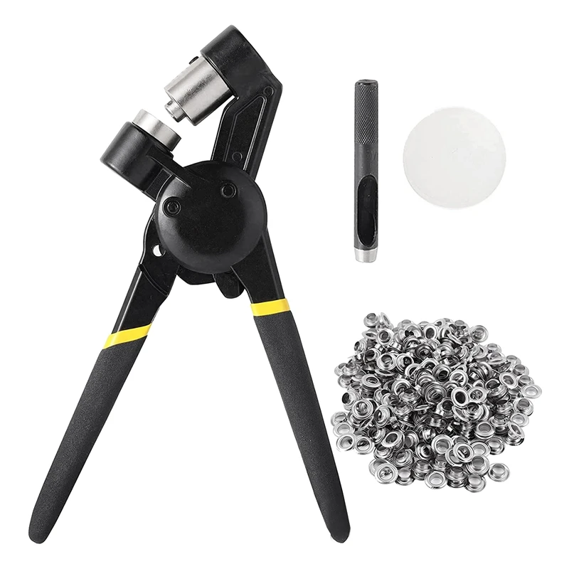 

3/8 Inch Grommet Tool Kit,Handheld Hole Punch Pliers Mini-Type Manual Eyelet Machine With 100 Pcs Grommets