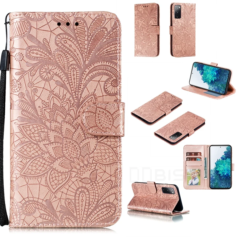 Lace Flower Flip Wallet Leather Phone Case Cover