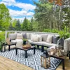 Outdoor Patio Furniture Set, Metal Sectional Sofa Set Patio Conversation Set with Cushions 1