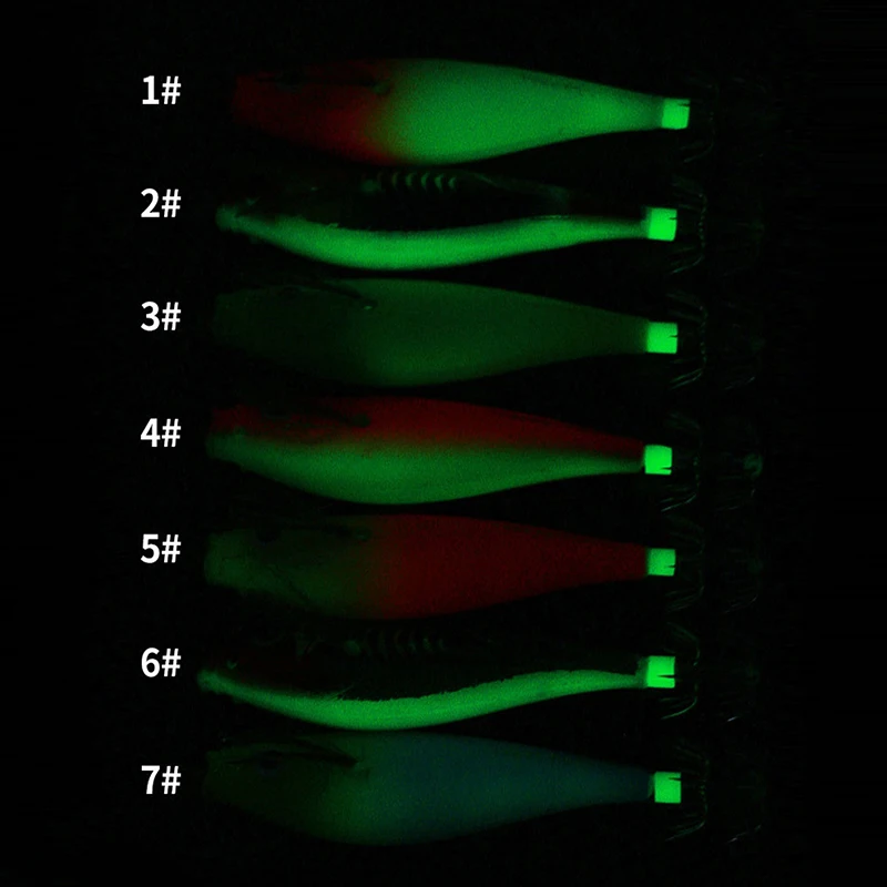 9.5Cm 10G Horizontale Inktvis Jigs Vissen Lokken Kunstmatige Inktvis Haak Jigging Aas Voor Zeevissen Inktvis Lichtgevende Doos Kit