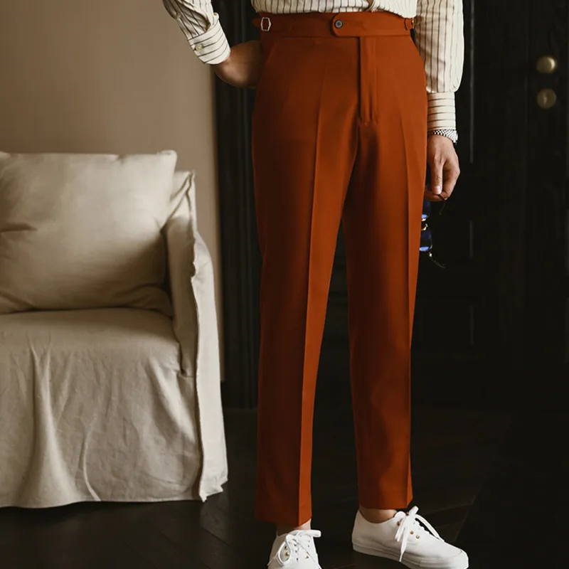 2023 Italian Mens Formal Pant Pantalones Hombre Dress Ankle Pants Men British High Waist Straight Pants Men Social Trousers Pant 5