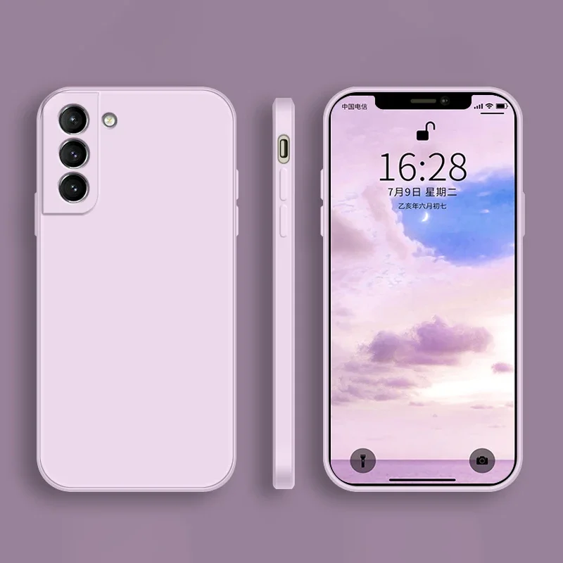 Square Liquid Silicone Soft Protective Case - Premium Soft Cover and Bag