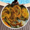 Van Gogh Oil Painting Round Beach Towels,Polyester Sand Resistant Beach Blankets,Soft Absorbent Quick Dry Pool Towel Picnic Mat 5