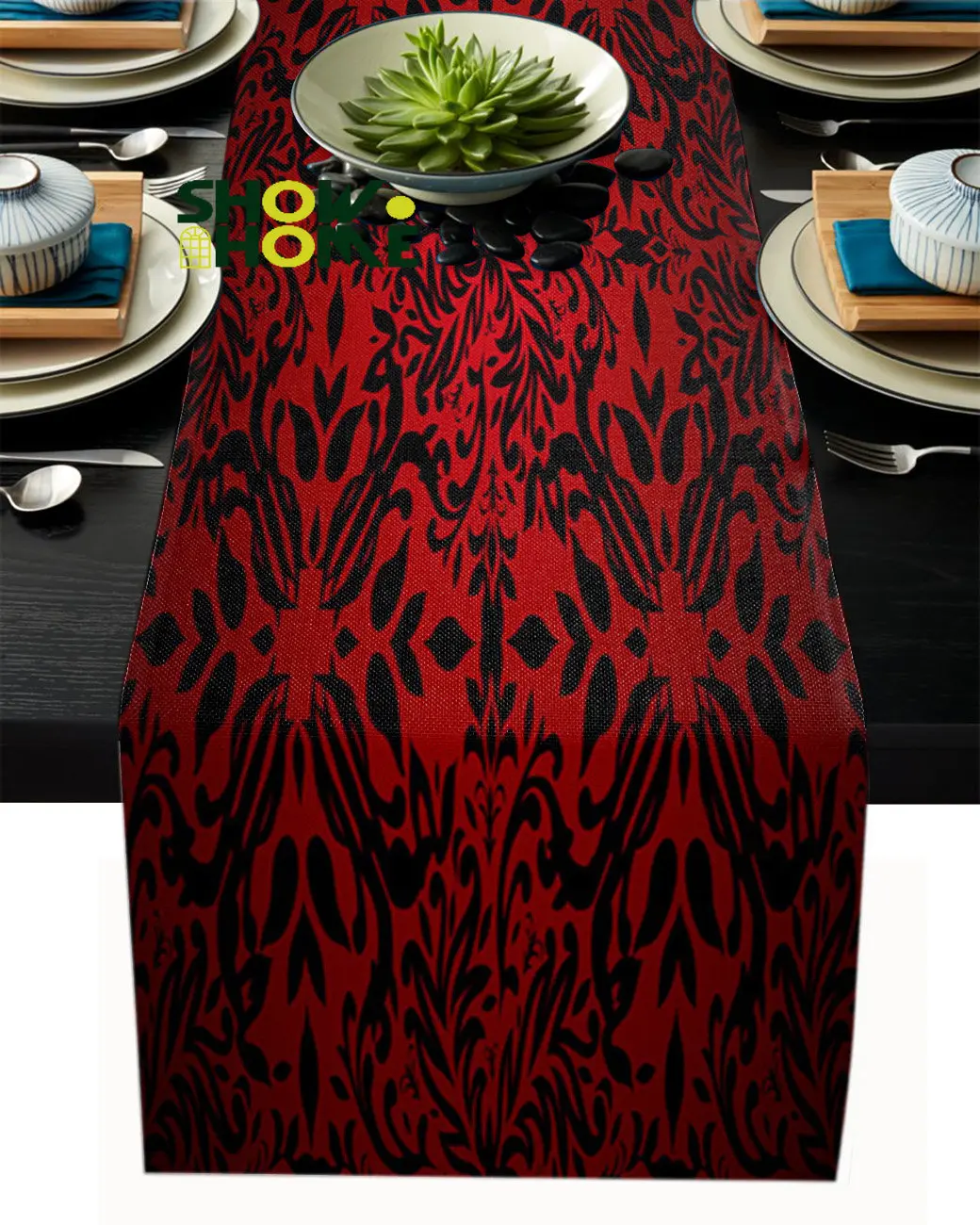 

В стиле барокко с узором Красного цветка Настольная дорожка Кухня Декоративная скатерть для столовых приборов, железная Люстра для гостиницы Свадебный декор Настольная дорожка s