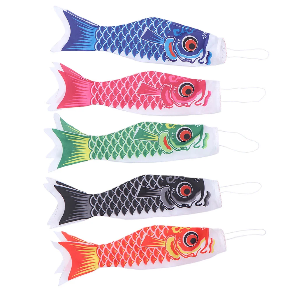 

5pcs Japanese Carp Windsock Streamer Hanging Flag Streamer Japan Flag Outdoors Hanging Decoration for Garden
