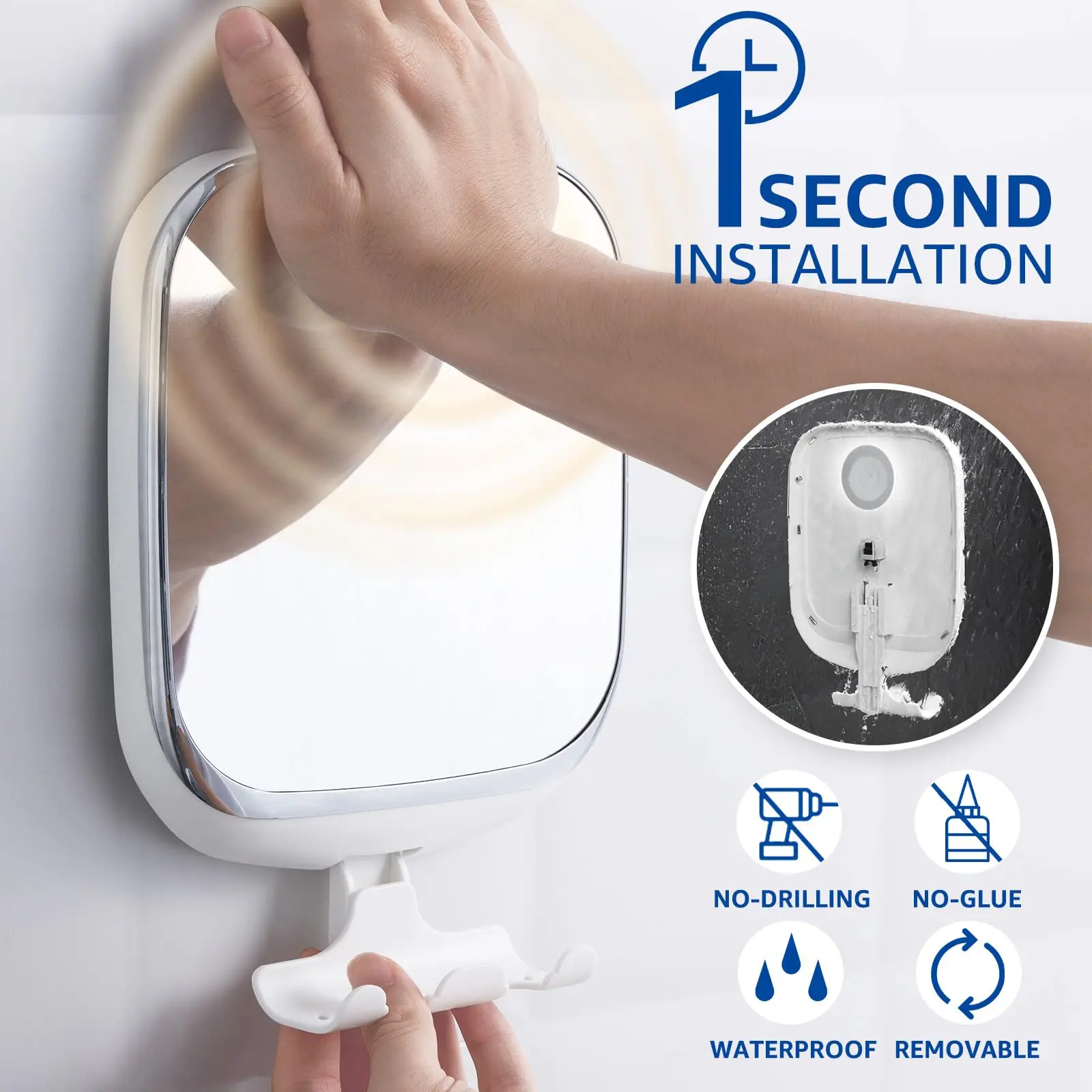 TAILI Acrylic Makeup Mirror Bath Shaving Pocket Travel Makeup Mirror Women Hand Mirror Bathroom Face Shave Shower Accessories 3