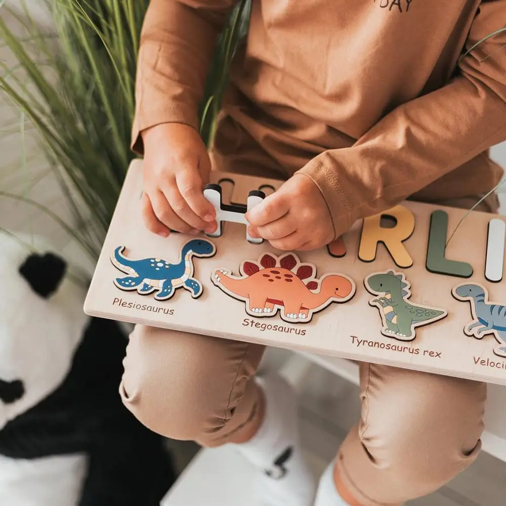 Name Puzzle For Kids - Cadeau de bébé personnalisé en bois avec texte gravé