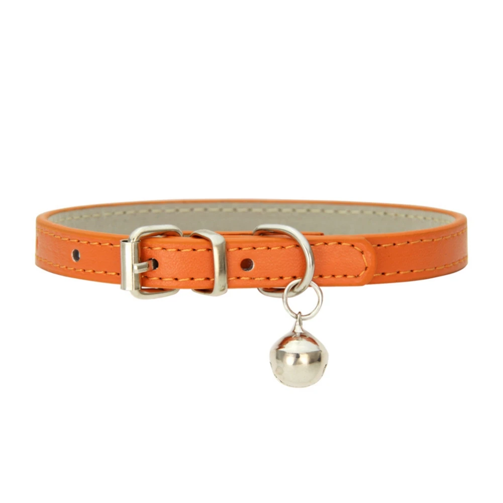 thumbnail image 1 of Collares básicos de cuero para gatos, cachorros, perros pequeños y medianos, collar ajustable para gatitos con cascabel, 1 of 5