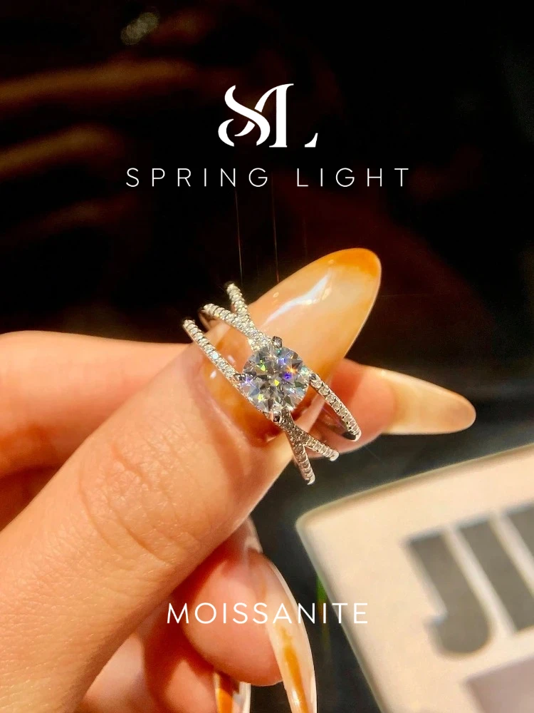 Luxuriöse 1CT Moissanit-Diamant-Edelstein Verdrehte Verlobungsringe für Frauen Glänzender Modischer Ehering Schmuck