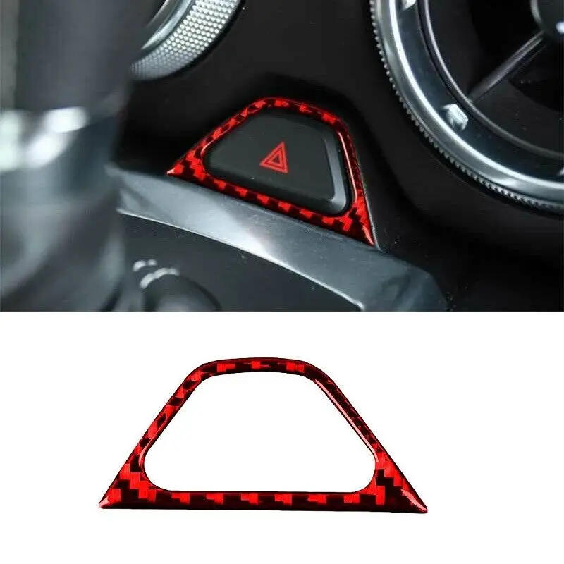 

Red Carbon Fiber Warning Light Button Cover Trim For Chevrolet Camaro 2016-2019