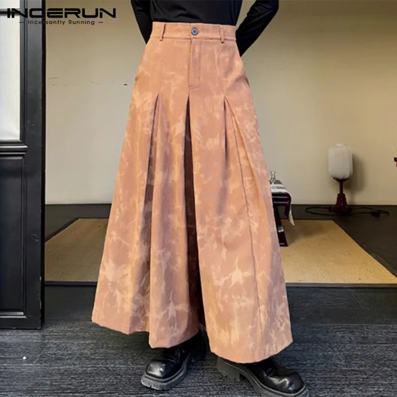 

Мужские брюки с широкими штанинами, повседневные свободные брюки с принтом на пуговицах, мужские Плиссированные джоггеры, уличная одежда, модные брюки для отдыха, 2024