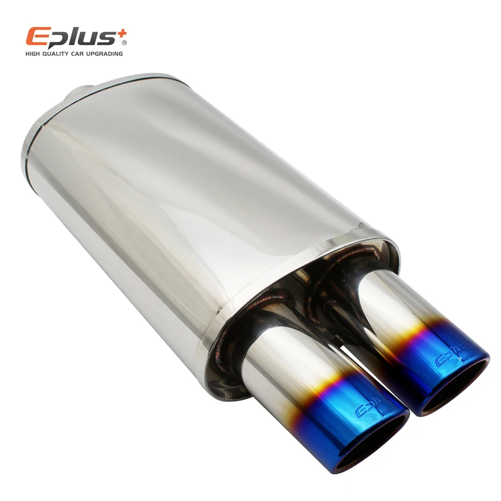 Car Accessories Exhaust Systems Muffler Pipe Polished Universal Stainless Steel Burned Blue Silver Silencer Double Export 63mm exhaust muffler tip exhaust pipe muffler exhaust trim pipe