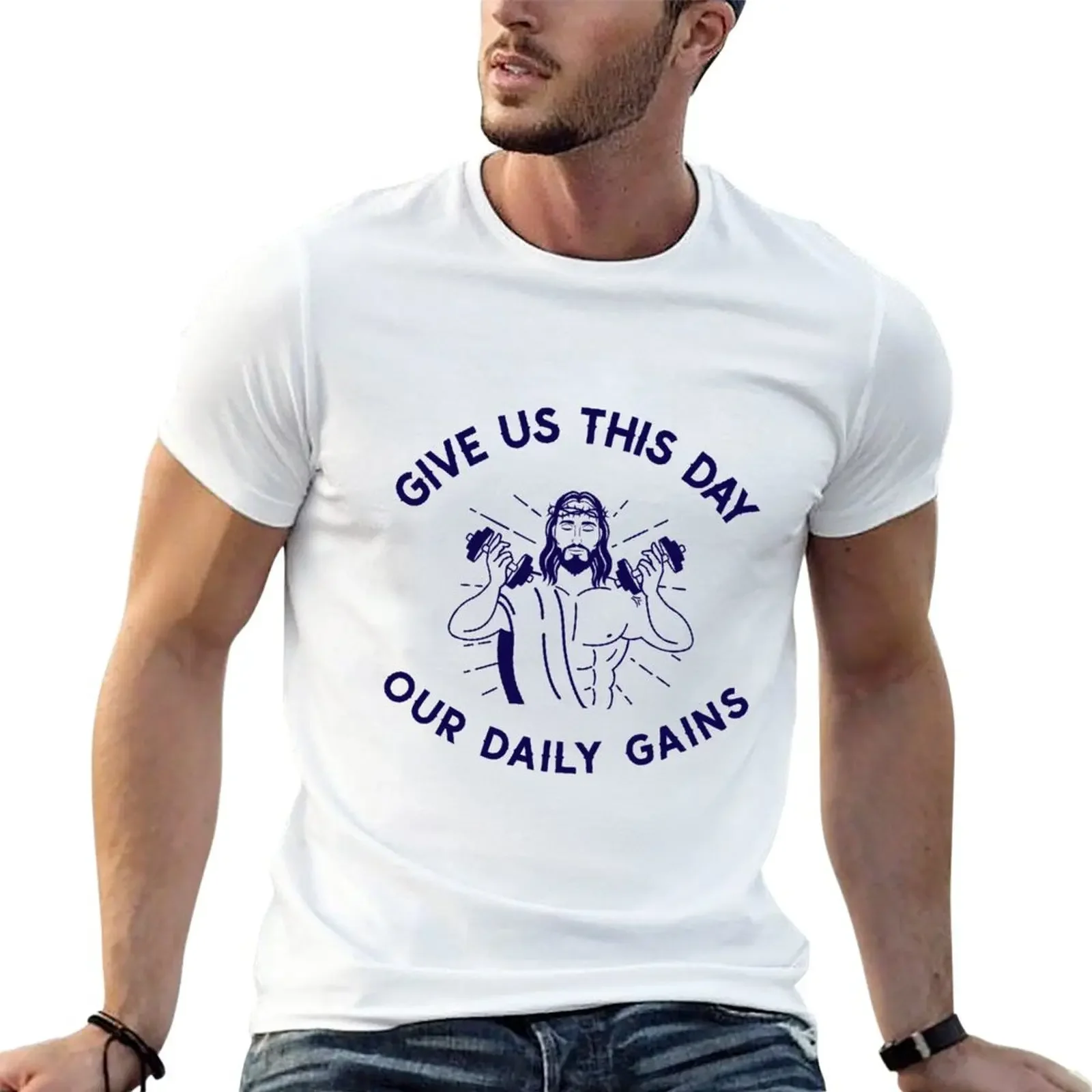 

Give Us This Day Our Daily Gains T-Shirt boys whites summer clothes sublime men workout shirt