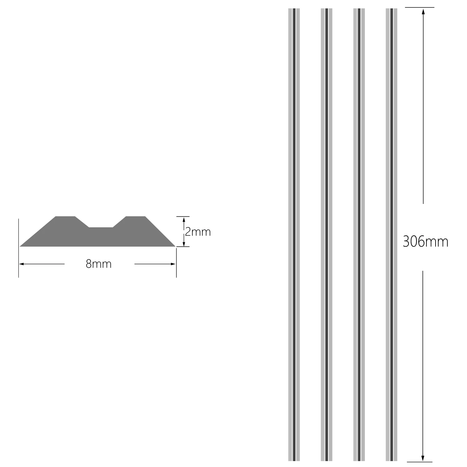 Planer Blades Knives 306x8x2mm HSS Replacement for Makita 2012 and 2012NB Thickness Planer Heat Treated Double edge 2Set = 4pcs planer blades