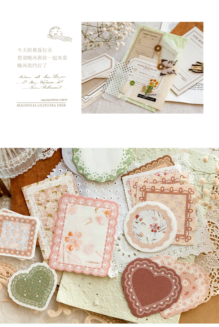 100 Stück/Packung kreative Notiz blöcke Set DIY Scrap booking Schul bedarf Collage Briefpapier Junk Journal Vintage Notizen Papier – Detail 11