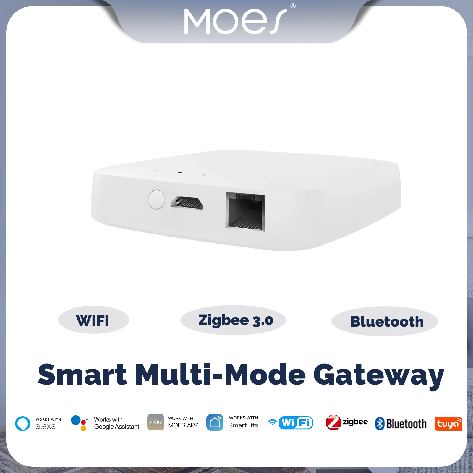 

MOES Tuya Smart Wired Multi-mode Gateway ZigBee Bluetooth Mesh Hub Smart Life APP Remote Voice Control via Alexa Google Home
