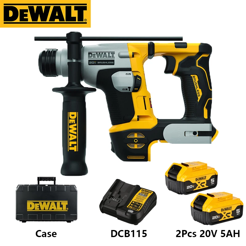 

DEWALT DCH172 20V Rotary Hammer 2Pcs 20V 5AH Battery DCB115 Charger and Case Set