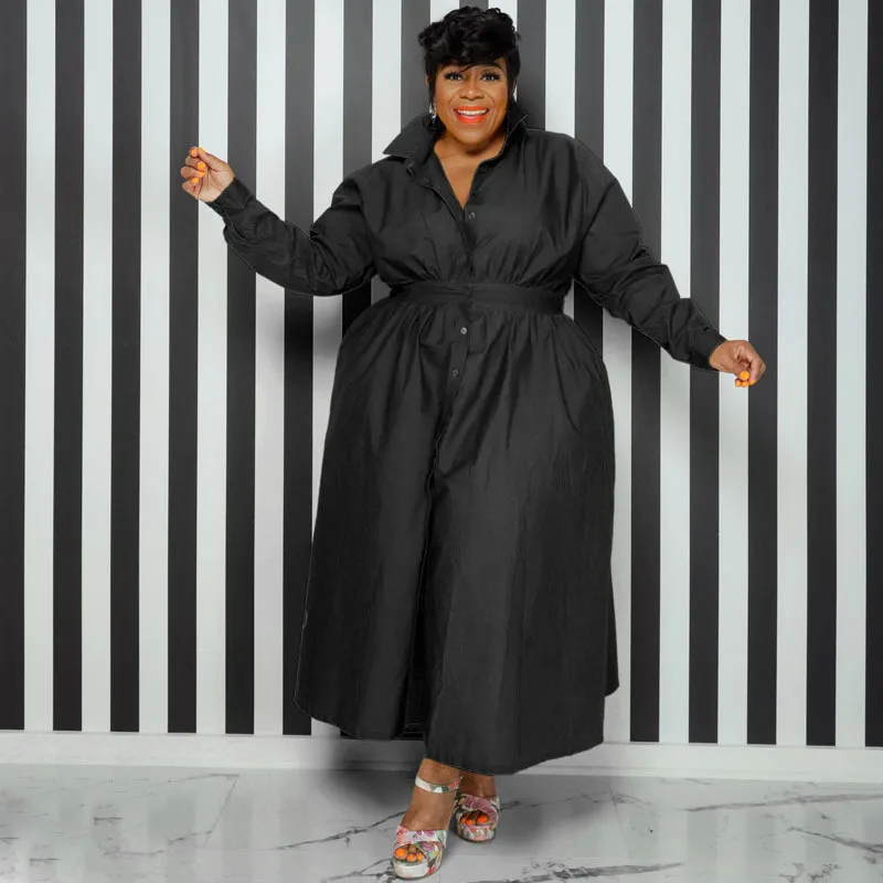 Plus Size Women Elegant Dress Solid Blouse Dinner Dress Female Fashion Evening Gowns Lady Party Robe Loose Formal Clothes