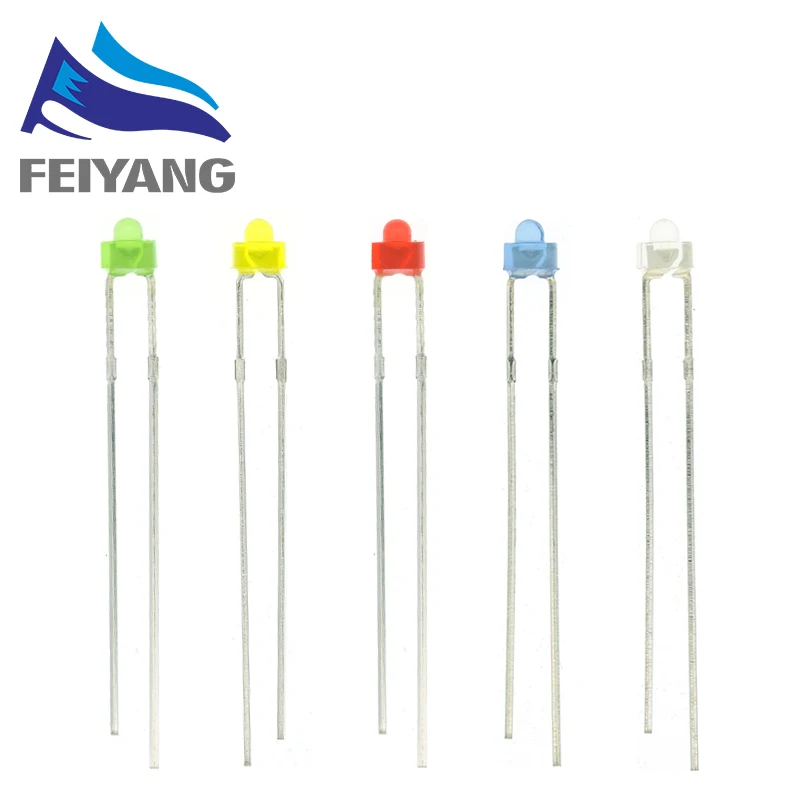 1.8mm LED Diode Light Diffused Assorted Kit Green Blue White Yellow Red COMPONENT DIY New Original 30PCS