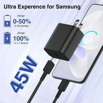 2Pack 45W For Samsung Super Fast Charger With Type C Cable 6.6ft For Galaxy S24 Ultra/S24+/S23/S23+/S22+/S22 Plus/S21/S20 5