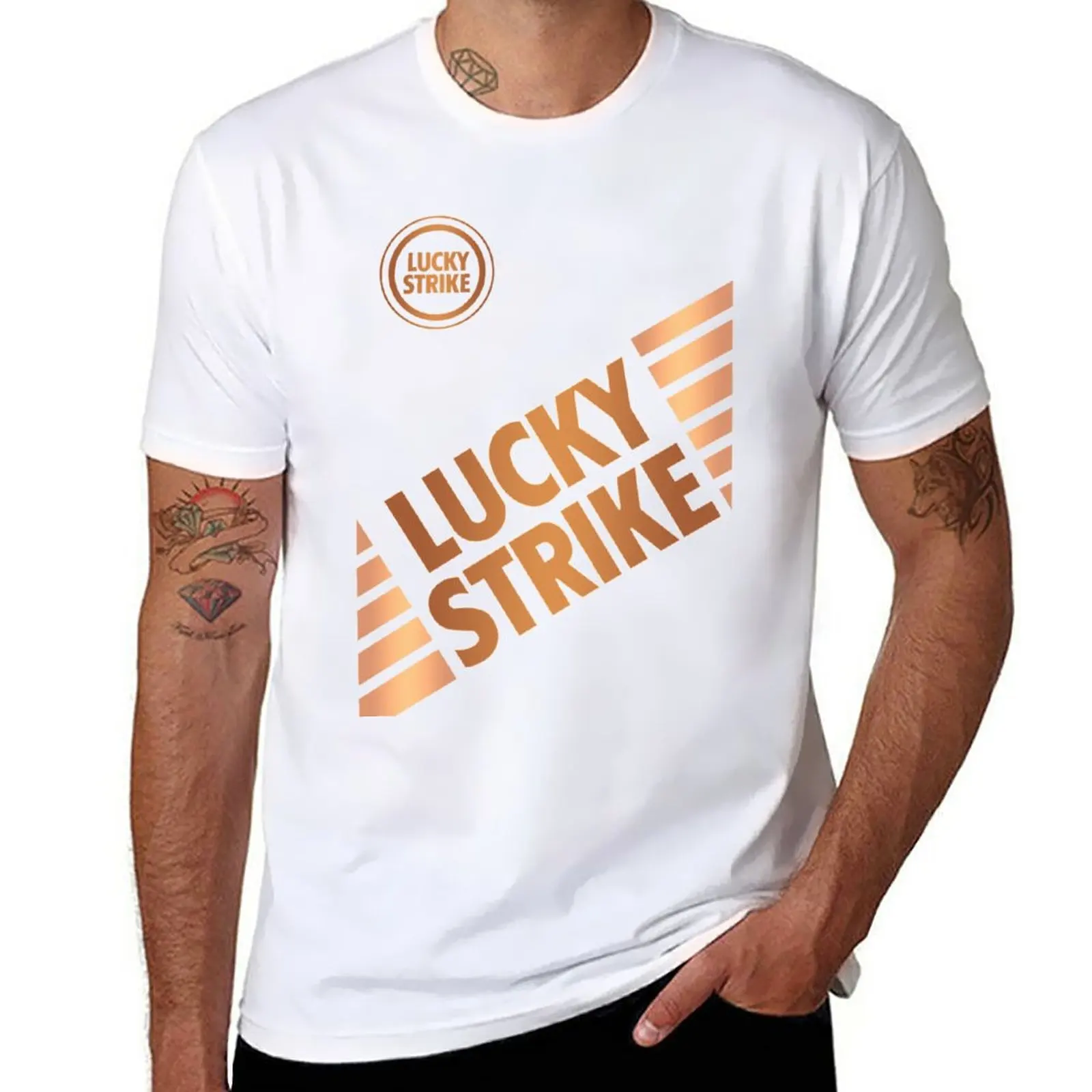 New Lucky Strike GOLD T-Shirt Blouse kawaii clothes mens plain t