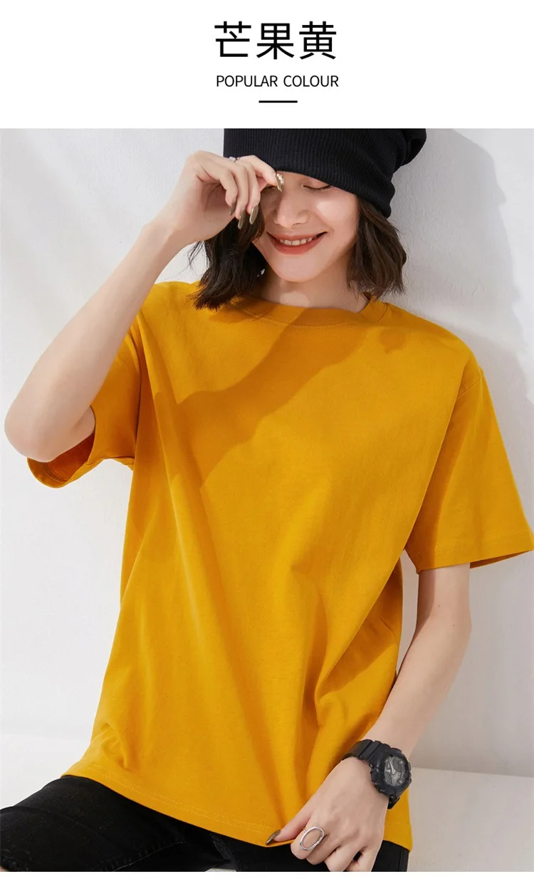 Women T-shirts 2024 Summer Tops Solid Short Sleeve Loose O-neck 100% Cotton Casual Ladies Shirts Harajuku Korean Woman Tshirts