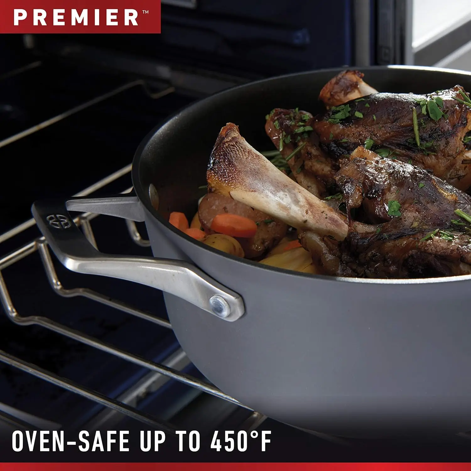 Premier Hard-Anodized Nonstick Cookware, 13-Inch Deep Skillet with Cover 6
