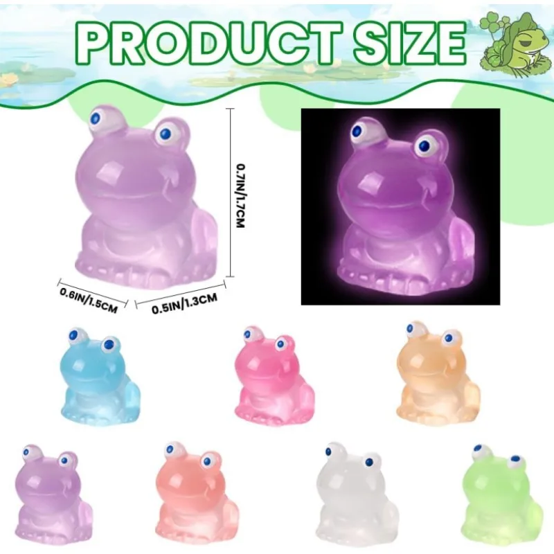 Resin Ornaments Luminous Mini Resin Frog 7 Colors Little Small Frogs 50/100pcs for Dollhouse Decor Micro Fairy Garden Landscape Aquarium Toys