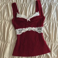 Haut court rétro Y2k des années 00, vêtements Coquette des années 90, Vintage, garniture en dentelle la plus mignonne, Camis pour femmes, esthétique Grunge, Slim Fit, gilet de lait 4