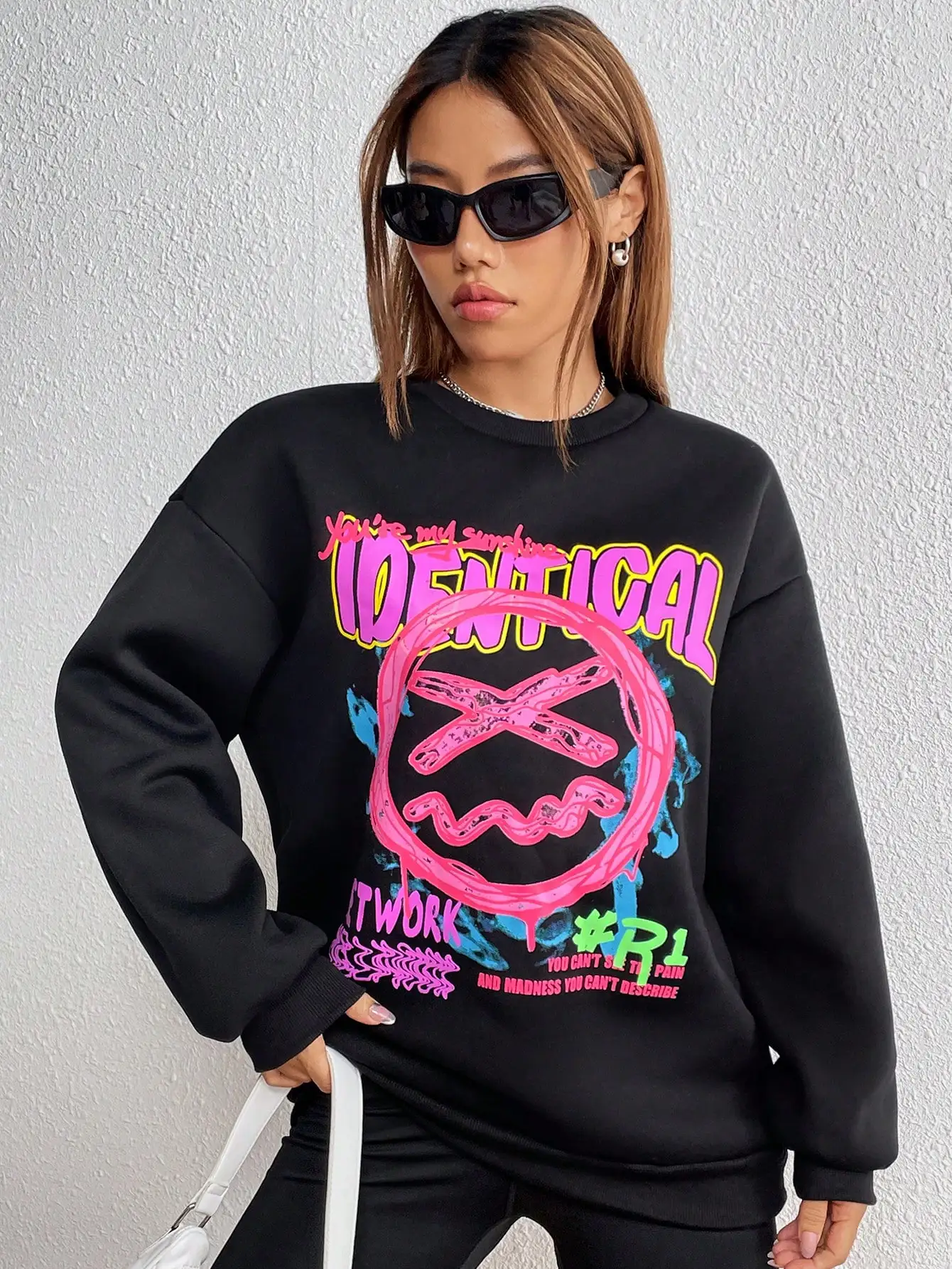 Woman Sweatshirt you're my sunshine Letter Funny Sad Expression Colorful Print Pullover Loose Casual Streetwear Trend Female Top sunshine anderson your woman 1 cd