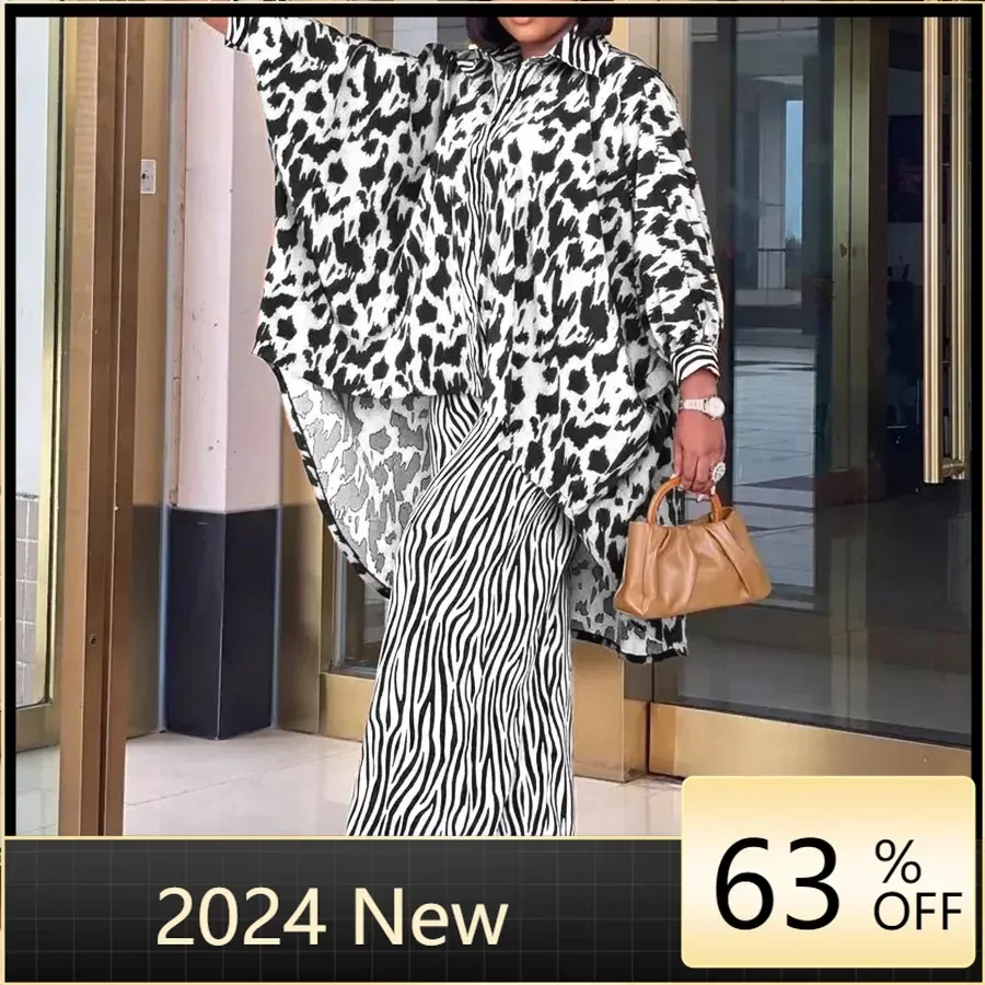 

Африканская одежда Дашики, африканская одежда для женщин, летняя мода 2024, Африканский полиэстер, принт, 2 предмета, топ, длинные брюки, подходящие комплекты