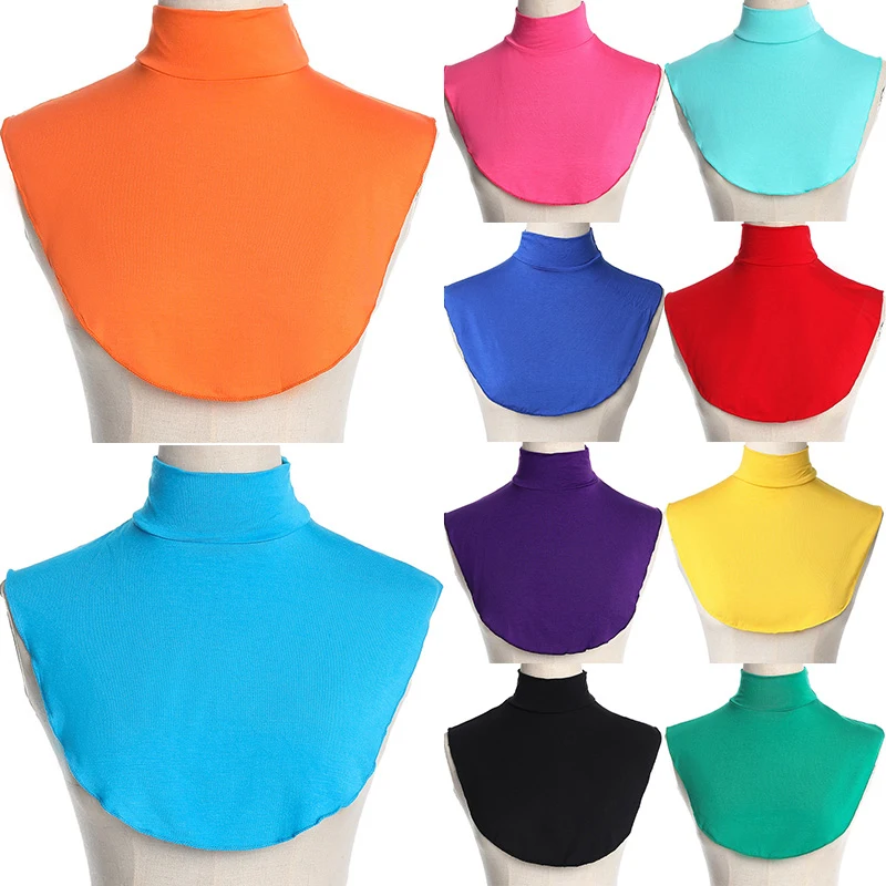 

Muslim Modal Turtleneck Fake Collar Islamic Hijab Extensions Solid Color Mock Neck Cover Half Top Blouse Dickey Women Fashion