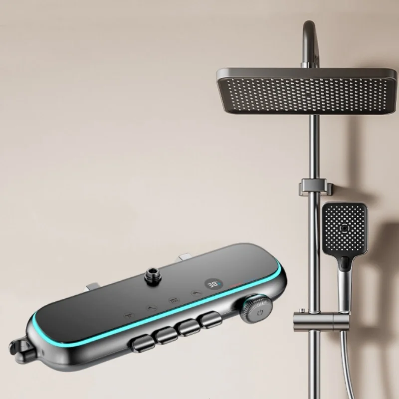 ชุดฝักบัวพร้อมจอแสดงผลอุณหภูมิแบบดิจิตอล ก๊อกน้ำฝักบัวติดผนัง ก๊อกน้ำอ่างอาบน้ำ ก๊อกน้ำผสมน้ำร้อนน้ำเย็น ระบบฝักบัว 1