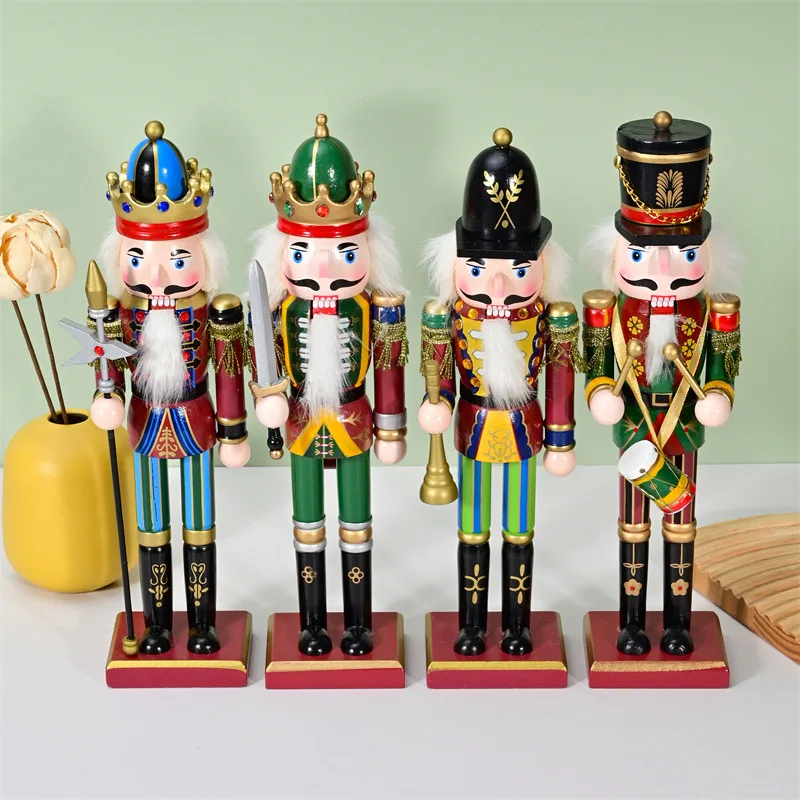 

Wooden Nutcracker Puppet Figurine Hand Painted Nutcracker Soldier Model Doll Christmas Ornaments Home Decoration