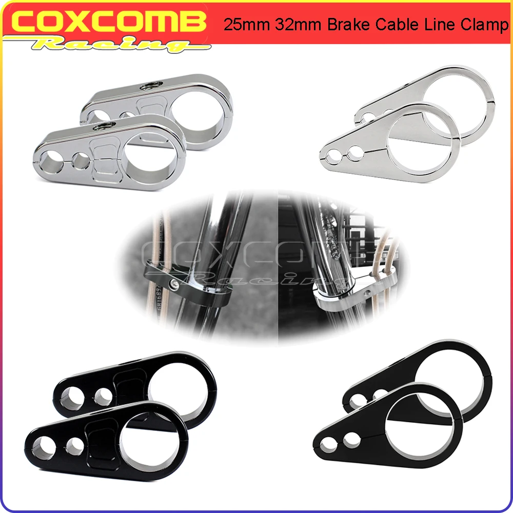

1" 25mm Clutch Brake Line Rope Clamp 1 1/4 in. 32mm Dual Throttle Cable Fixed Clip Clamp For Harley Honda Cafe Racer Sportster