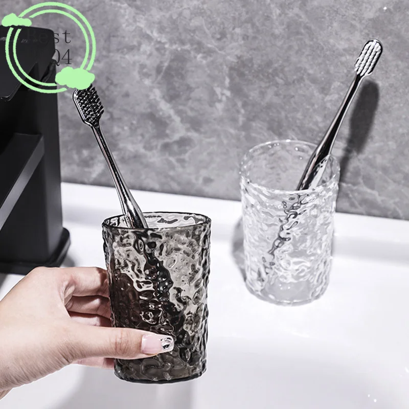 Plastic Bathroom Tumbler With Handle Transparent Mug For Toothbrush_voghion.com