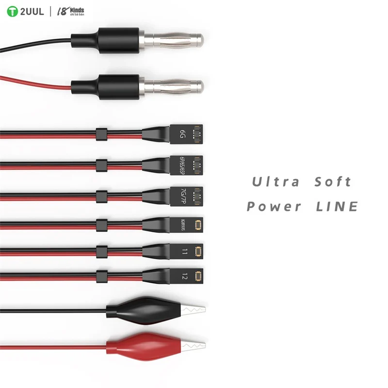 

2UUL Ultra Soft Power Line Supply DC Power Control Test Cable For Iphone 6 6S 6SP 7 7P 8 8P X 11 12 Pro Max Mainboard Startup