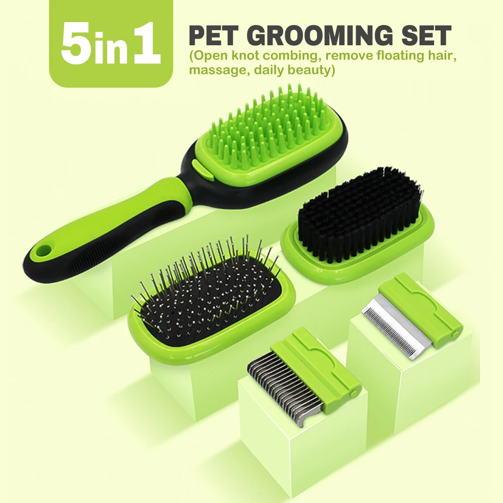

Pet Dog Cat Comb Brush Set 5 In 1 Kitten Puppy Grooming Tools Hair Removal Comb Brush For Long Hair Dogs Cats Pet Accessories