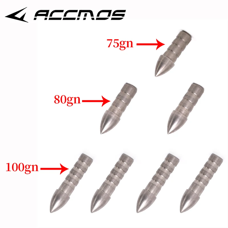 

50pcs Stainless Steel Target Arrow Head Tips 75/80/100grain for ID 6.2 MM Arrow Shaft Arrow Accessory