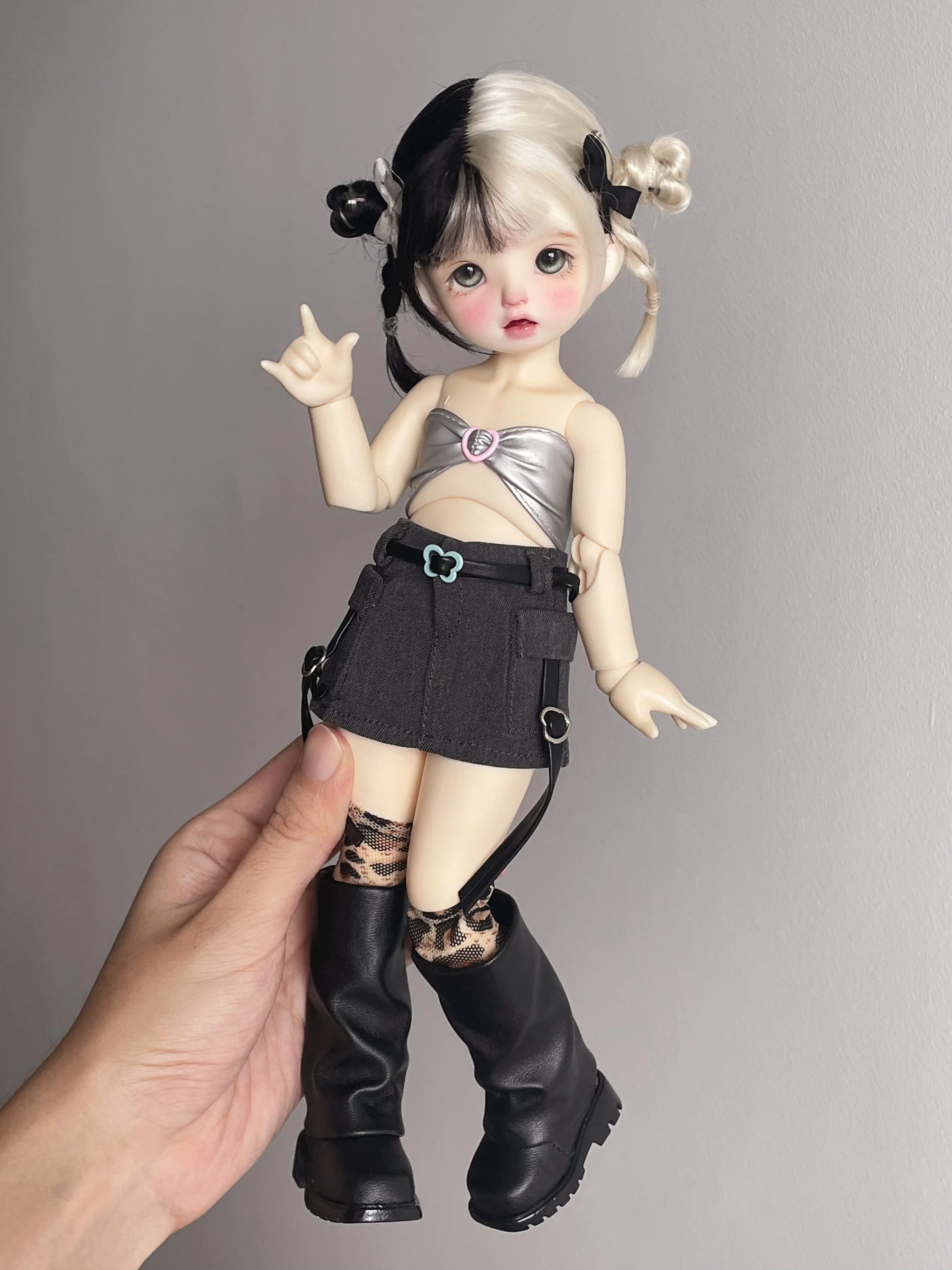 ようこ　ドール服 Leather jacket Cargo skirt For BJD 1/6 YOSD Doll Clothes