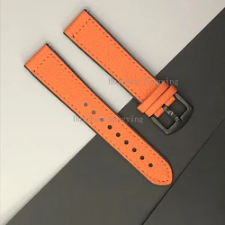Premium PU Leather Smart Watch Band - 22mm/20mm Adjustable Strap - 22mm width (Orange)