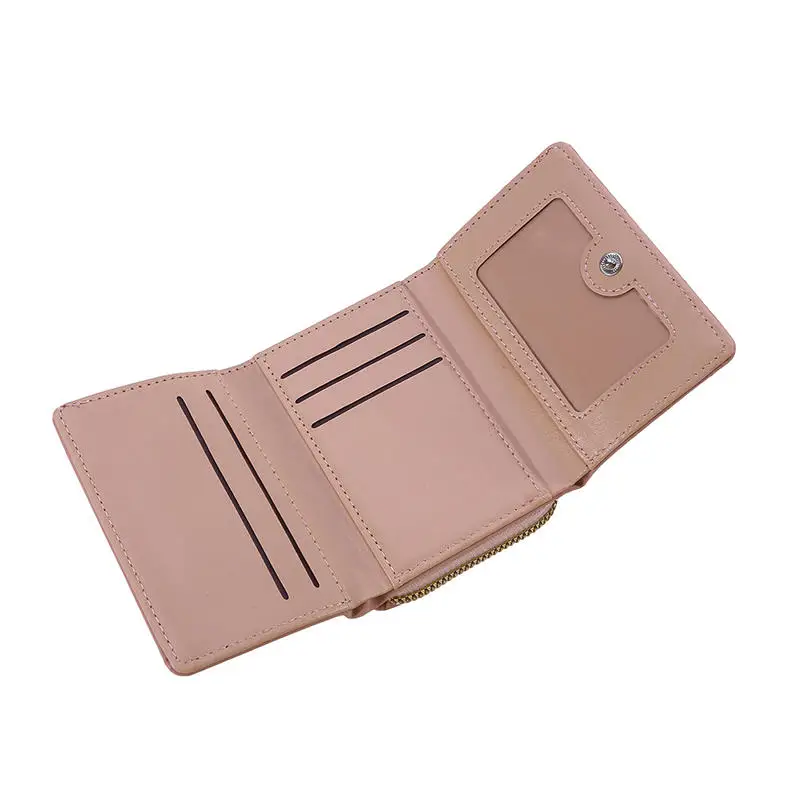 Elegant Embroidered PU Leather Tri-Fold Wallet with Multiple Card Slots and Coin Pocket
