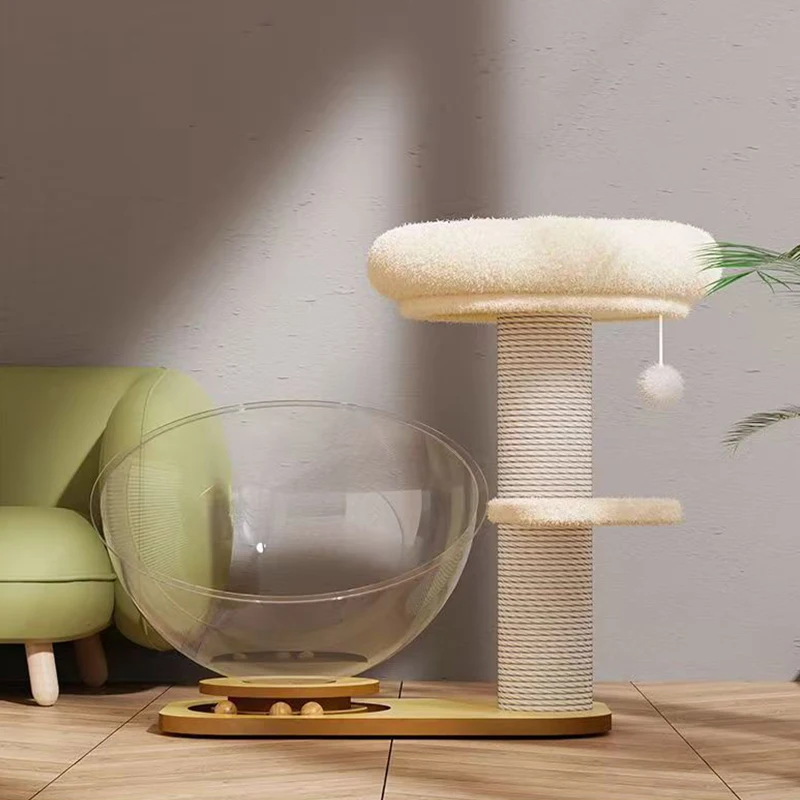 Customized Indoor Cat Climbing Frame By Furniture Manufacturer Cat Tree Scratcher With Spacecraft & Claw Pole-Pet Products OEM_voghion.com