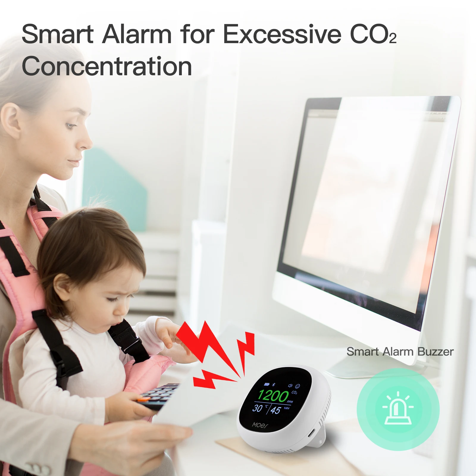 Sensor, Despertador, Tuya Smart,CO2