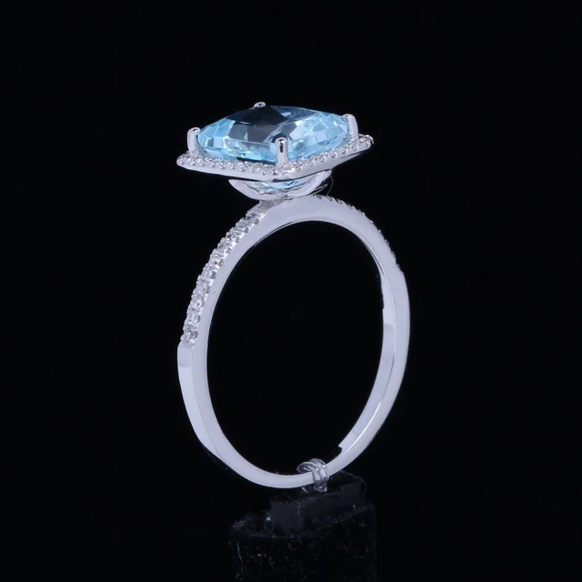 2.5 Carat Blue Topaz Tank Ring in 14K Yellow Gold